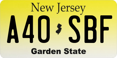NJ license plate A40SBF
