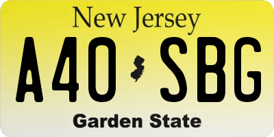 NJ license plate A40SBG