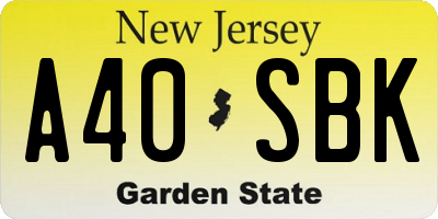 NJ license plate A40SBK