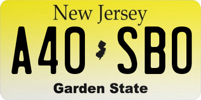 NJ license plate A40SBO