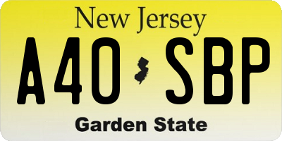 NJ license plate A40SBP