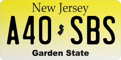 NJ license plate A40SBS
