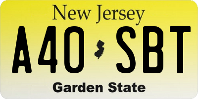 NJ license plate A40SBT