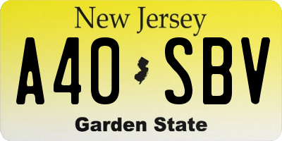 NJ license plate A40SBV