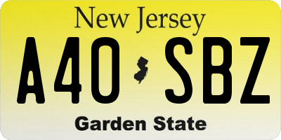 NJ license plate A40SBZ