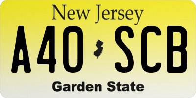 NJ license plate A40SCB