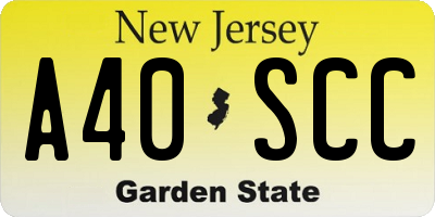 NJ license plate A40SCC
