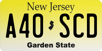 NJ license plate A40SCD
