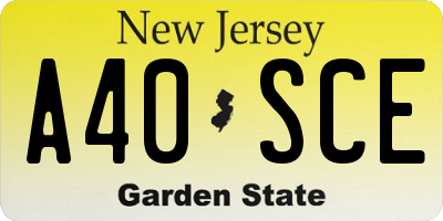 NJ license plate A40SCE