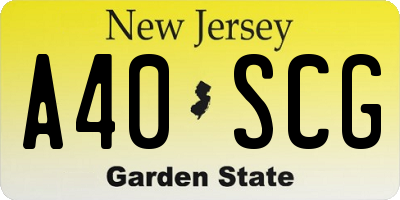 NJ license plate A40SCG