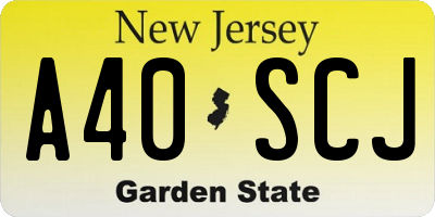 NJ license plate A40SCJ
