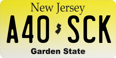 NJ license plate A40SCK
