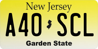 NJ license plate A40SCL
