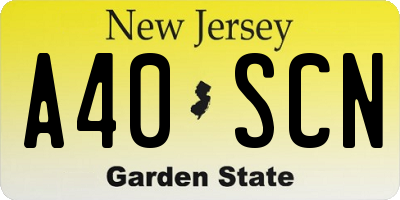 NJ license plate A40SCN