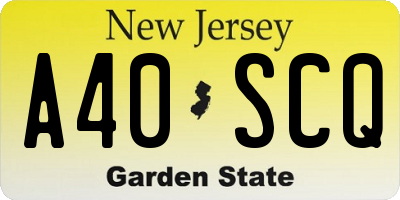 NJ license plate A40SCQ
