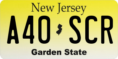 NJ license plate A40SCR