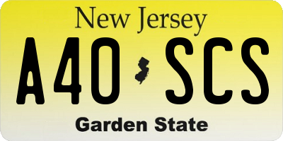 NJ license plate A40SCS