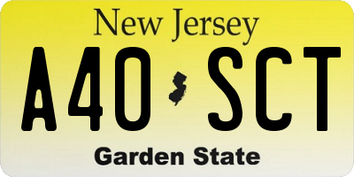 NJ license plate A40SCT