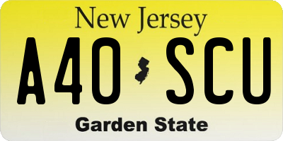 NJ license plate A40SCU