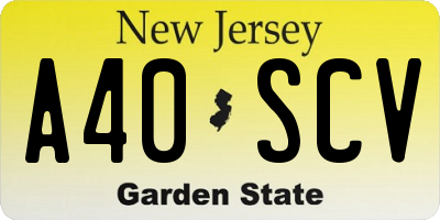 NJ license plate A40SCV