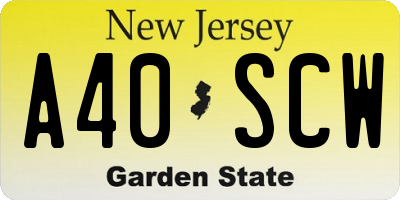 NJ license plate A40SCW