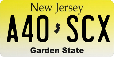 NJ license plate A40SCX