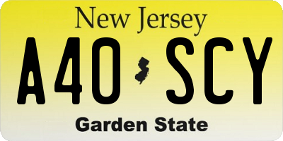 NJ license plate A40SCY