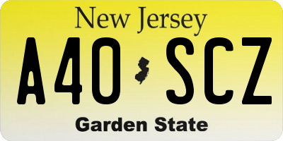 NJ license plate A40SCZ