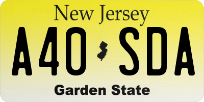 NJ license plate A40SDA