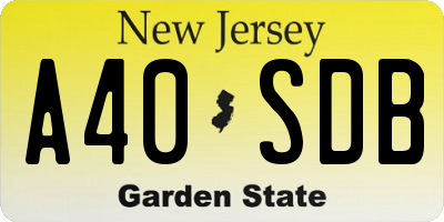 NJ license plate A40SDB