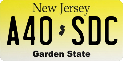 NJ license plate A40SDC