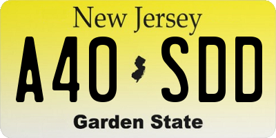 NJ license plate A40SDD