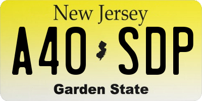 NJ license plate A40SDP