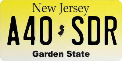 NJ license plate A40SDR
