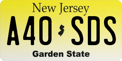 NJ license plate A40SDS
