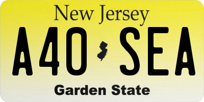 NJ license plate A40SEA