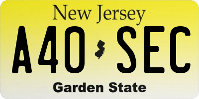 NJ license plate A40SEC