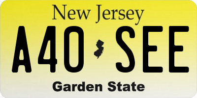 NJ license plate A40SEE