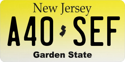 NJ license plate A40SEF
