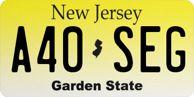 NJ license plate A40SEG