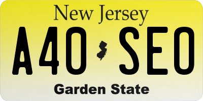 NJ license plate A40SEO