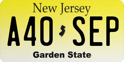 NJ license plate A40SEP