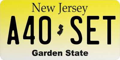 NJ license plate A40SET