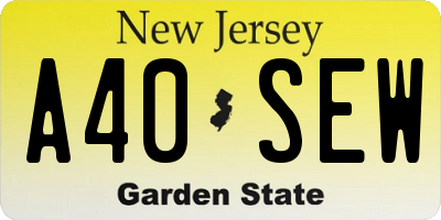 NJ license plate A40SEW