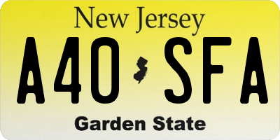 NJ license plate A40SFA