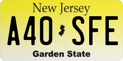 NJ license plate A40SFE
