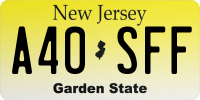 NJ license plate A40SFF