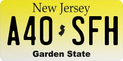 NJ license plate A40SFH