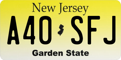NJ license plate A40SFJ