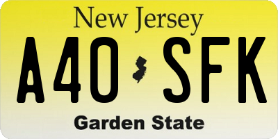 NJ license plate A40SFK